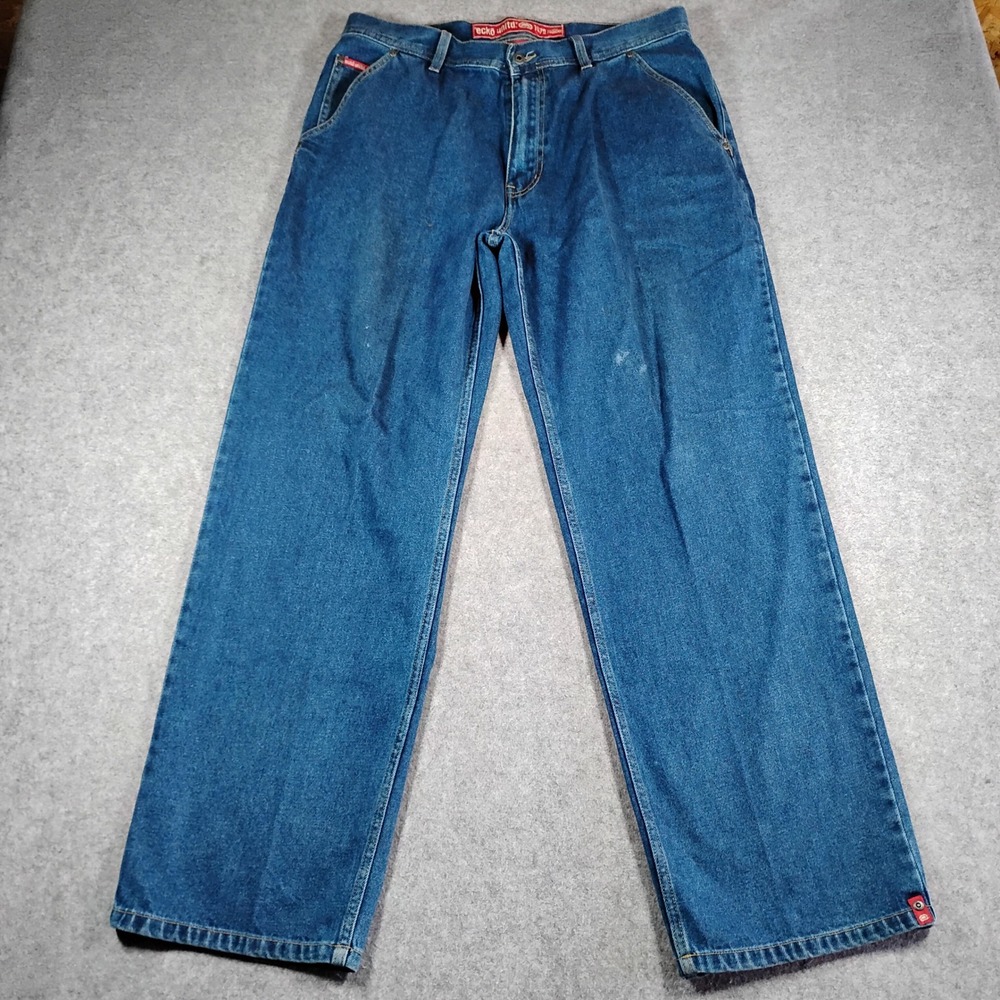 Ecko Unltd Mens Blue‎ Carpenter Jeans Baggy Wide Leg Y2K Streetwear Size 36x32
